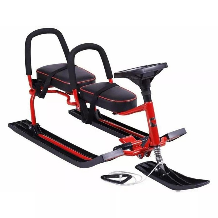 Снегокат детский 503 TWINS BABY со спинкой для двоих красный — картинка 4