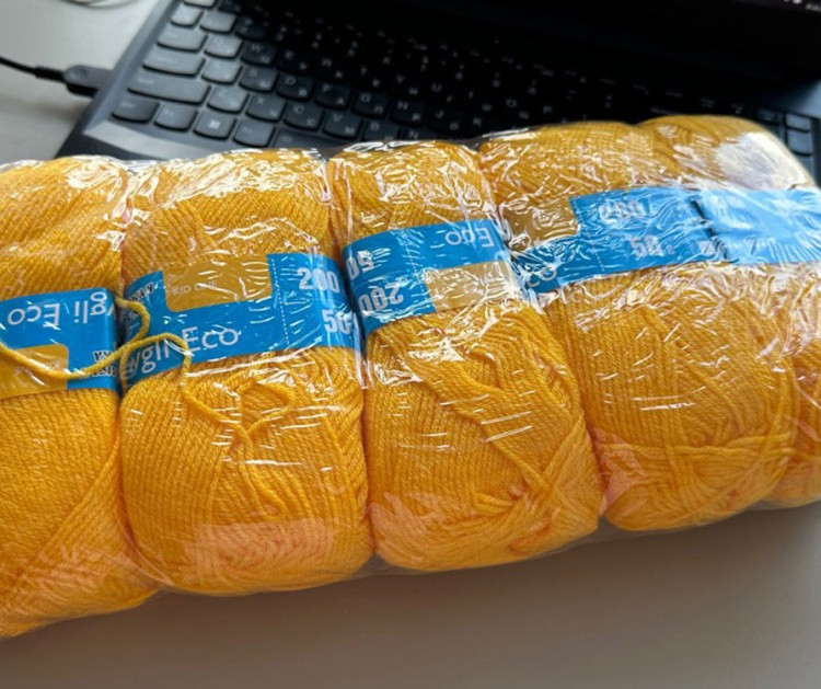 Пряжа Семеновская Mowgli Eco (216), канарейка 5 шт. по 50 г — картинка 2