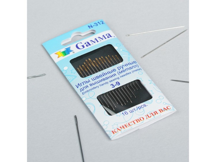 Иглы ручные Gamma для вышивания №3-9, 16 шт. — картинка 2