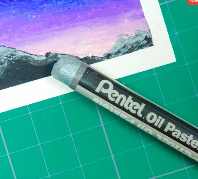 Пастель масляная, флуоресцентная 6 цв., металлик 6 цв., Pentel — картинка 6