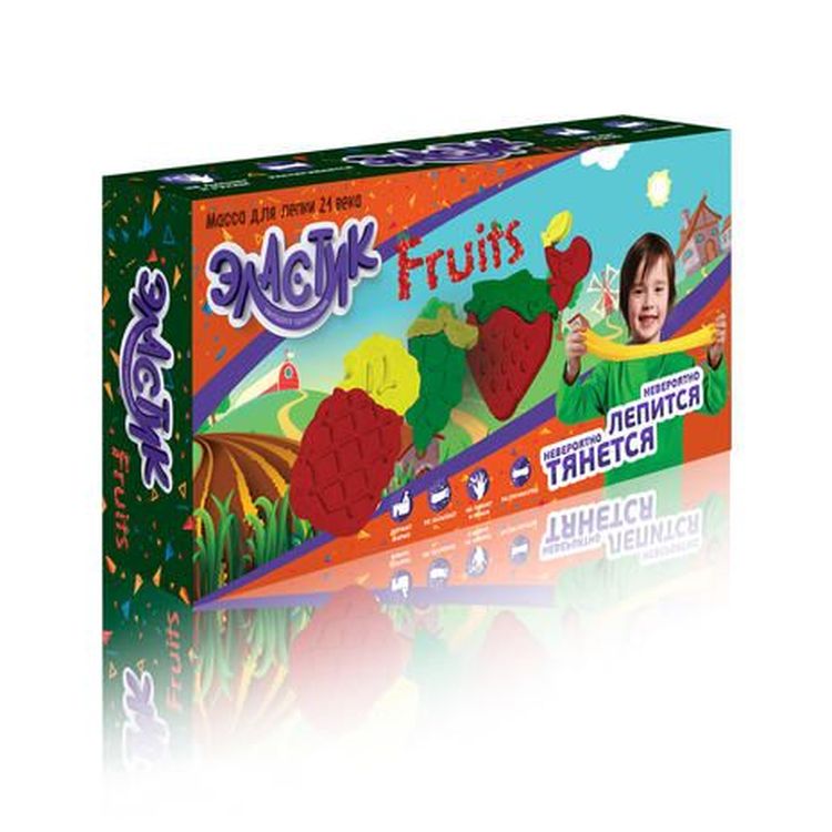 Тянущийся пластилин Эластик «Fruits», желтый, зеленый, красный, 360 гр. — картинка 2