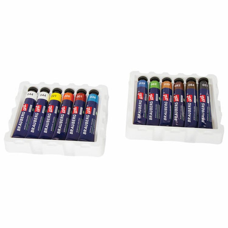 Краски акриловые художественные BRAUBERG ART CLASSIC, набор 12 шт, 11 цветов, в тубах 22 мл — картинка 2