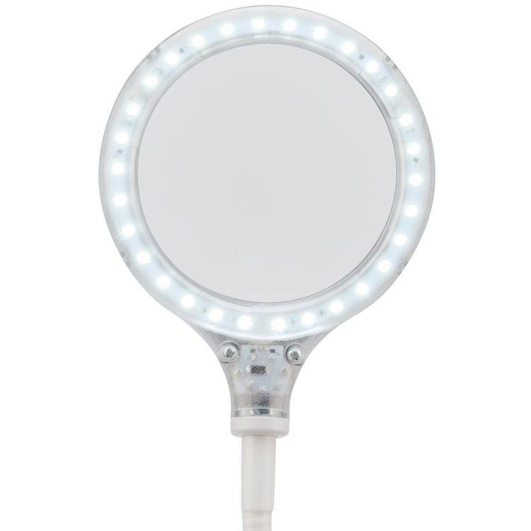 Лупа настольная малая 3X с подстветкой 30 LED (подставка + прищепка), белая, REXANT — картинка 5