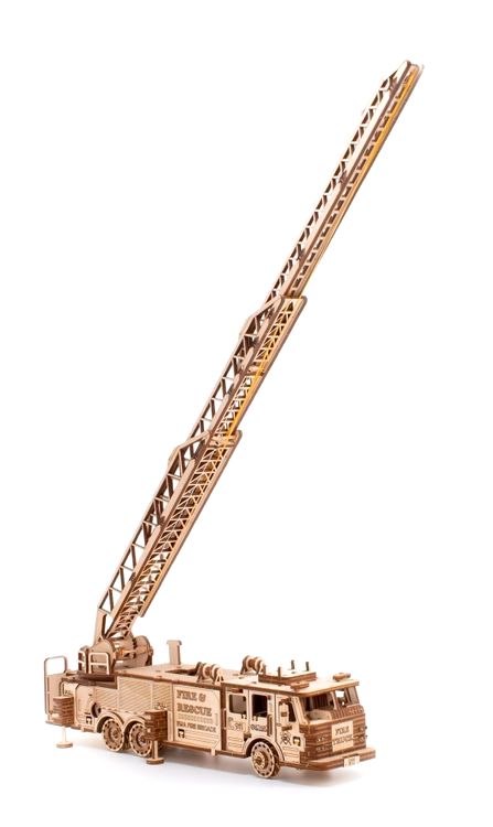 Сборная модель деревянная 3D EWA «Пожарная машина с лестницей» — картинка 3