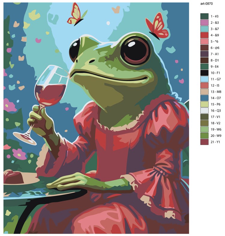 Картина по номерам Лягушка в платье с бокалом вина — картинка 2