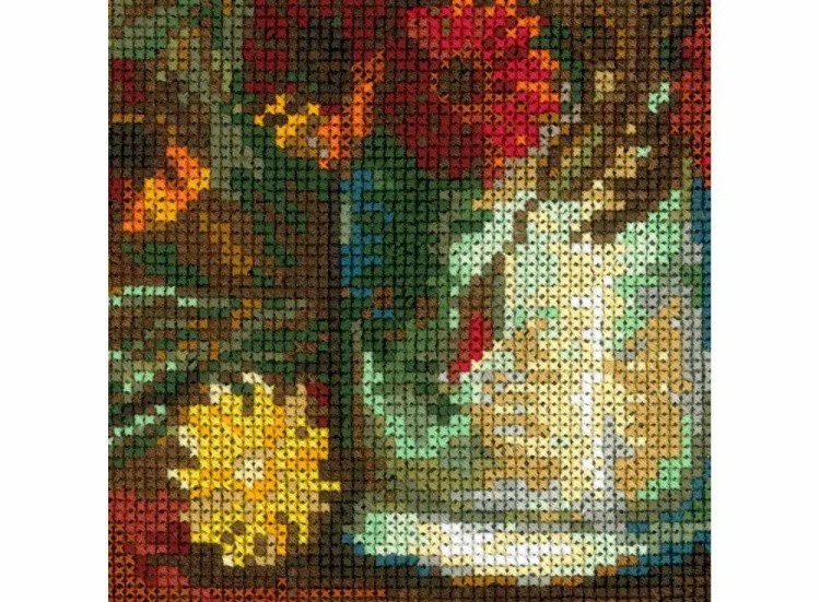 Набор для вышивания «Ваза с маками, васильками и хризантемами» по мотивам картины В. Ван Гога — картинка 2