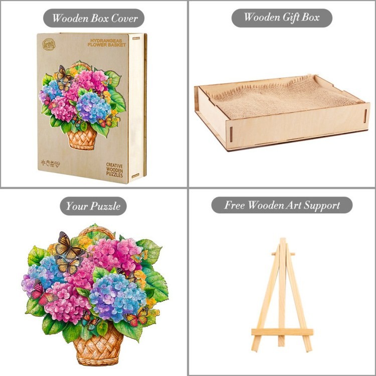 Деревянные пазлы «Корзина с Гортензиями M», Woodbests — картинка 5