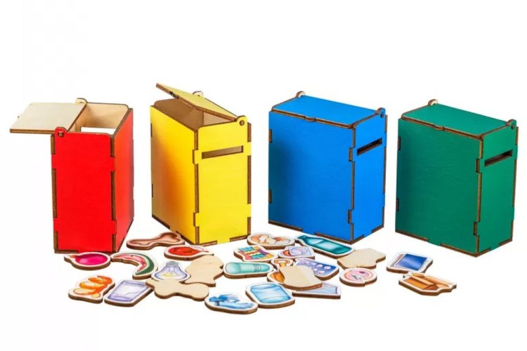 Развивающая игрушка из дерева «Сортер. Мусоровоз» — картинка 4