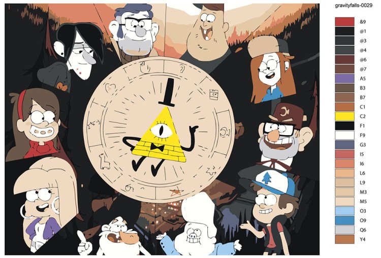 Картина по номерам «Гравити Фолз Фолс: Персонажи арт 40x50» — картинка 2