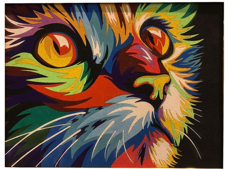 Картина цветным песком «Кот» — картинка 5