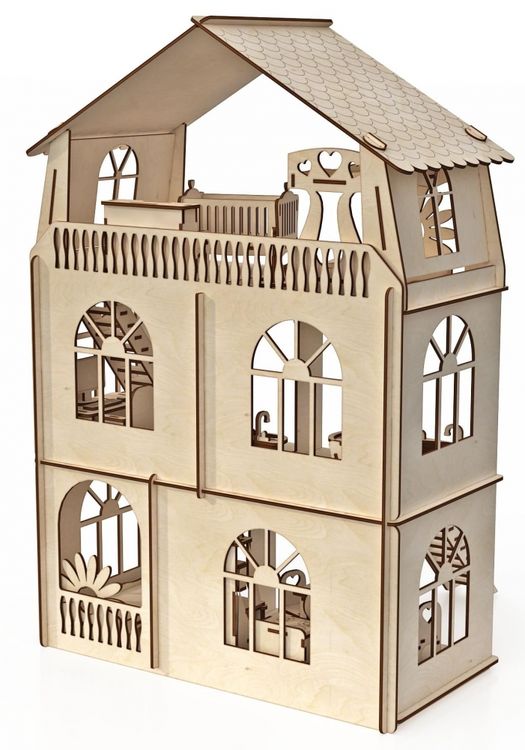 Конструктор-кукольный домик ХэппиДом «Коттедж с пристройкой и мебелью Premium» — картинка 2