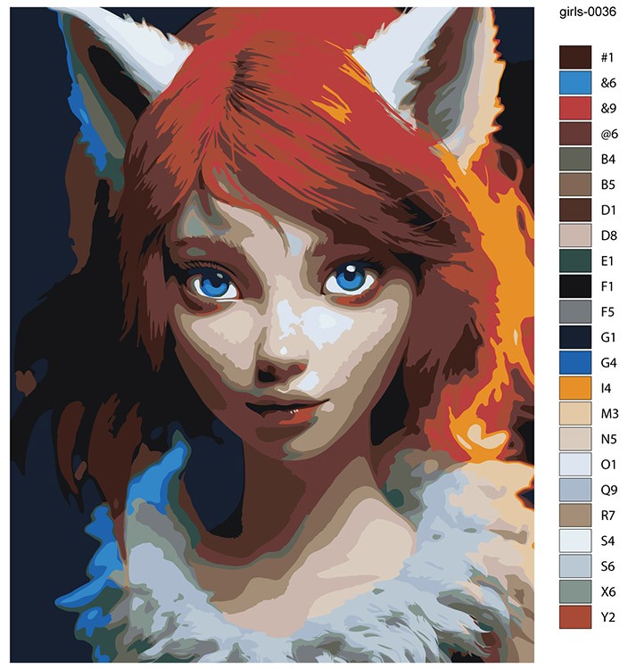 Картина по номерам «Рыжеволосая девушка с ушами» — картинка 2