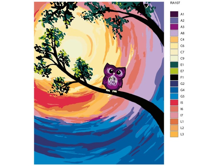 Картина по номерам «Фиолетовый совенок» — картинка 2