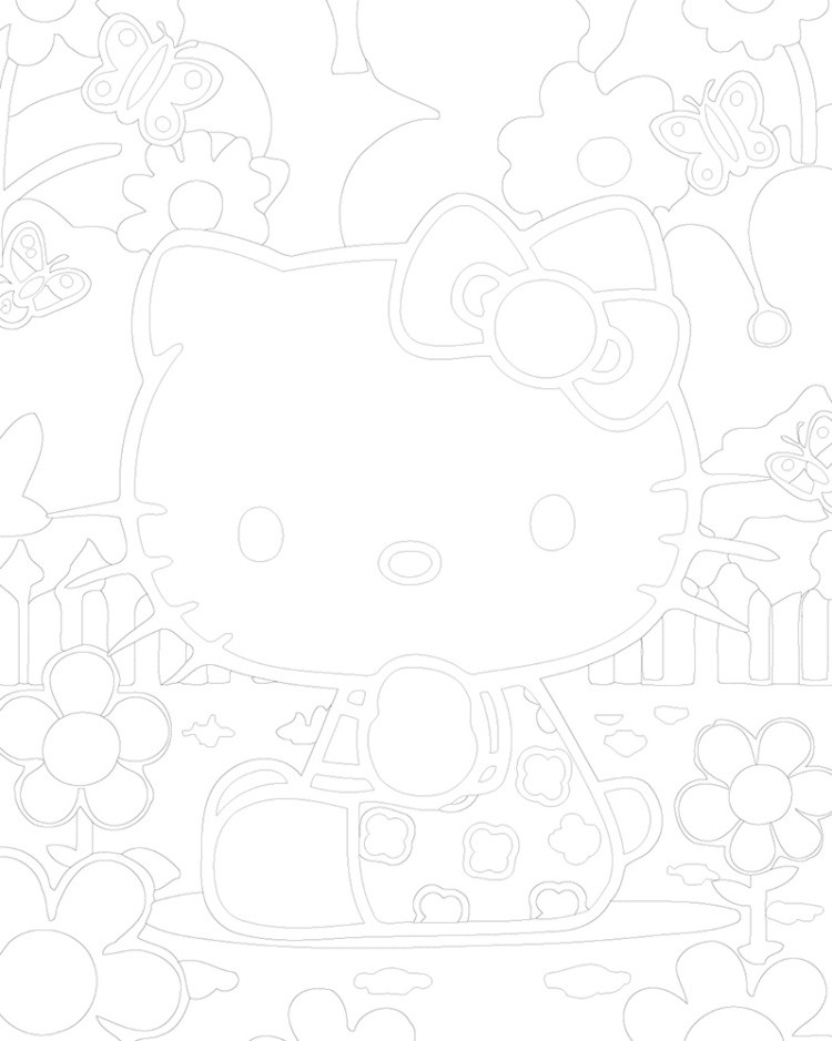Картина по номерам «Хеллоу Китти Hello Kitty: Цветы и бабочки» — картинка 3