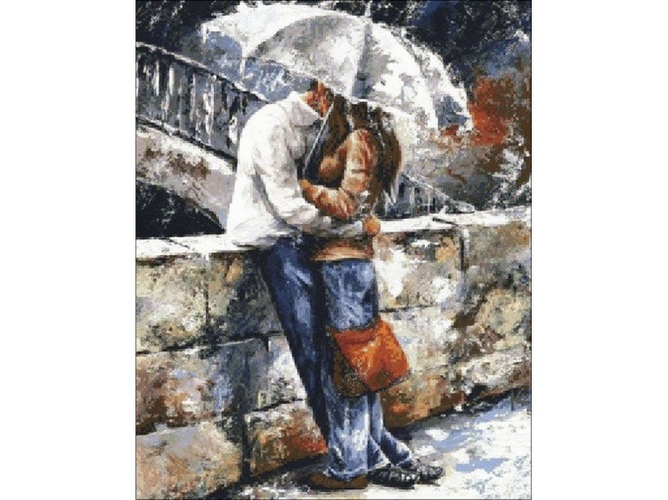 Алмазная вышивка «Романтическая прогулка под дождем» — картинка 2