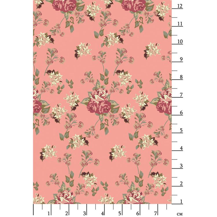 Ткань для пэчворка «ВИКТОРИАНСКИЕ РОЗЫ», 50x55 см, 146 г/м2, 100% хлопок, цвет: ВР-20 розовый, принт, Peppy — картинка 2