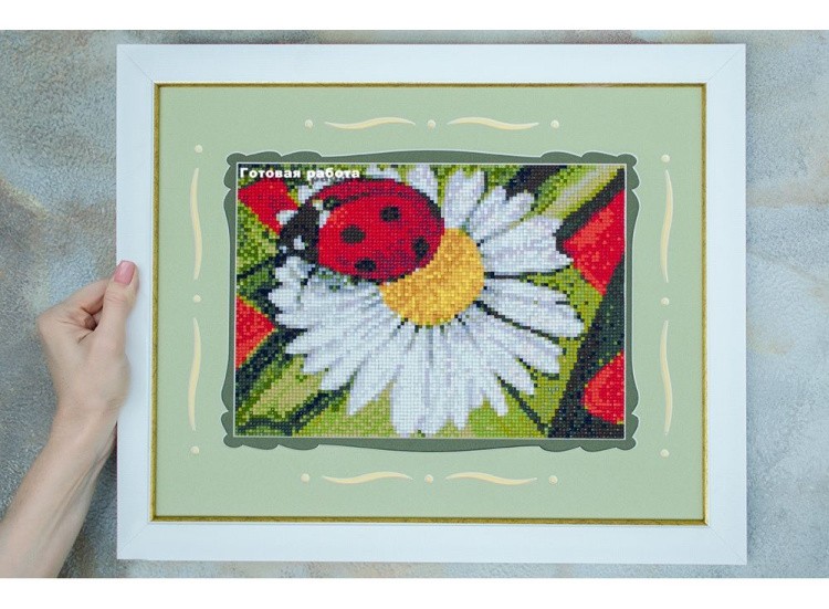 Алмазная вышивка «Ромашка и коровка» — картинка 2