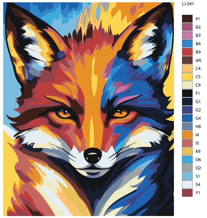 Картина по номерам «Разноцветная лисица» — картинка 2