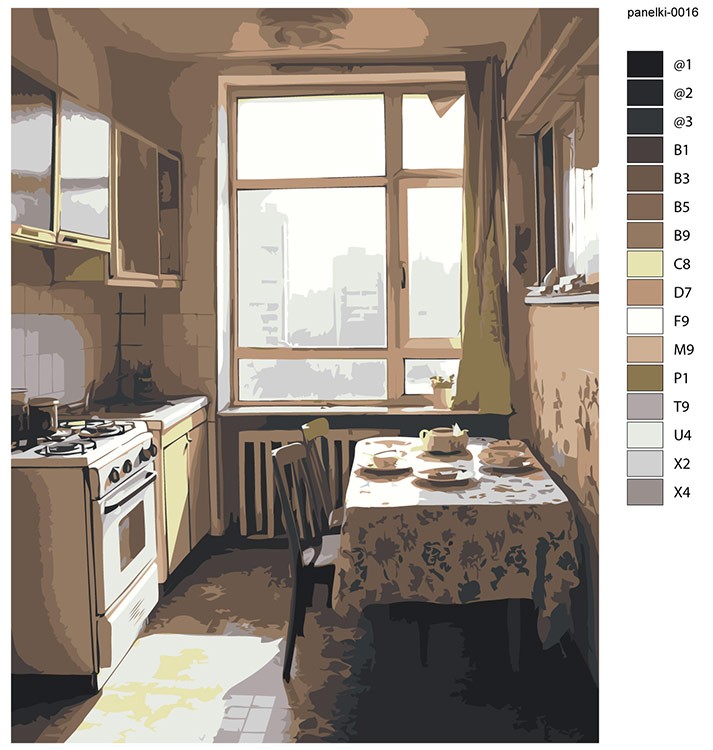 Картина по номерам «Панельки родные, уютная кухня 40x50» — картинка 2