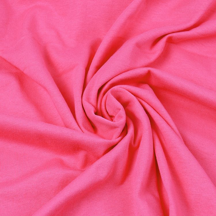 Ткань трикотаж Кулирка хлопок, 6 м, ширина 100+100 см, 145 г/м2, цвет: ярко-розовый, TBY