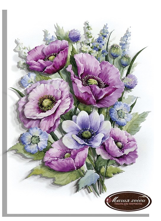 Набор папертоль «Лиловые маки» 29x20 см  — картинка 2