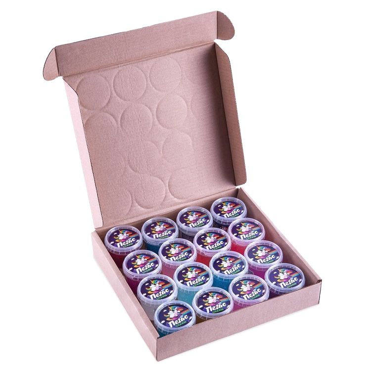 Набор слаймов в боксе «Прихлоп. Пегас», 16 шт. по 100 г (блестки, голография) — картинка 3