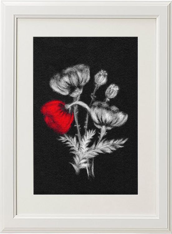 Картина шерстью «Маки» — картинка 2