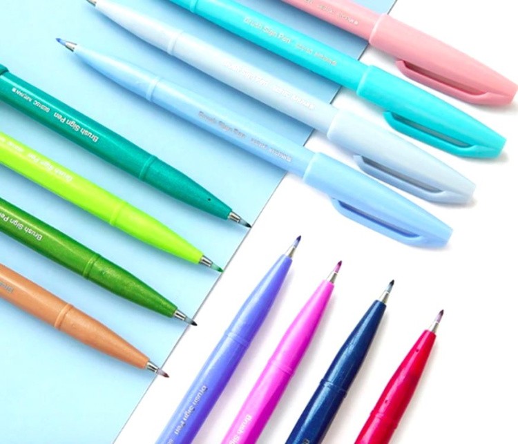 Фломастер-кисть Brush Sign Pen, 2 мм, цвет: темно-синий, Pentel — картинка 6