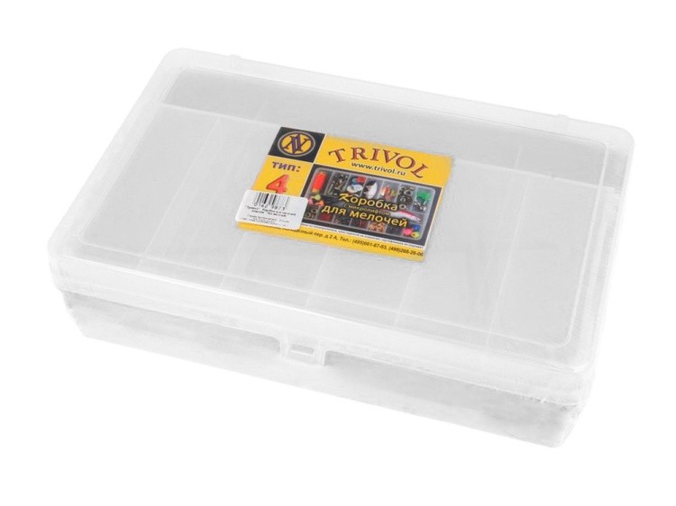 Коробка для мелочей №4 двухъярусная, с микролифтом Trivol, цвет: прозрачный — картинка 3