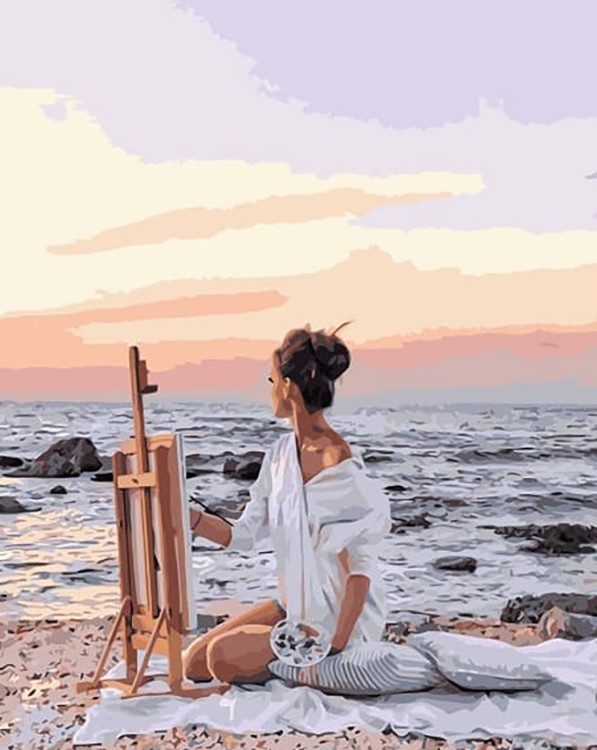 Картина по номерам «Рисуя на берегу»