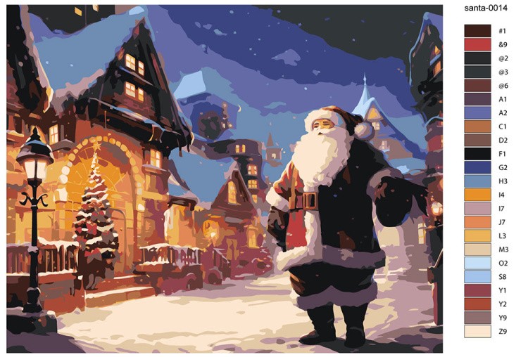 Картина по номерам «Новогодняя: Дед Мороз в зимнем городке 3» — картинка 2