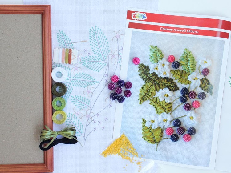 Вышивка лентами «Ежевика» — картинка 2