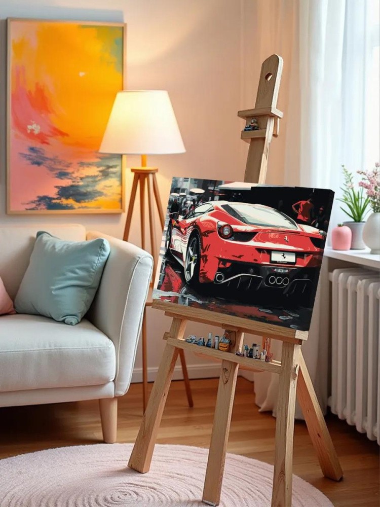 Картина по номерам «Машины: Красная феррари на улице» — картинка 9