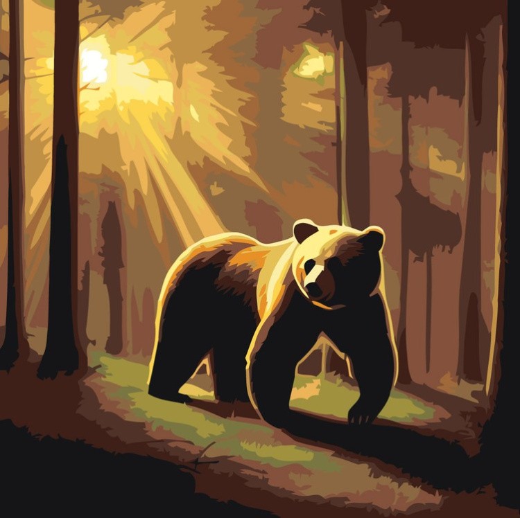 Картина по номерам «Медведь в лучах солнца»