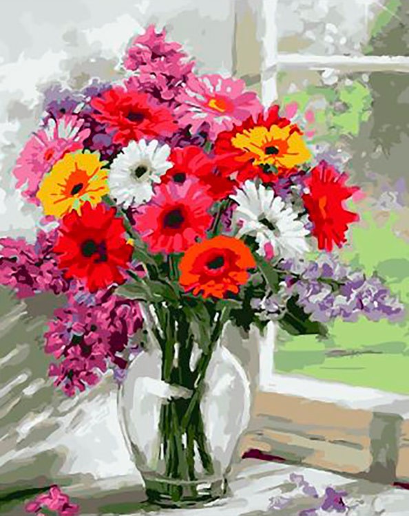 Картина по номерам «Утренние цветы»