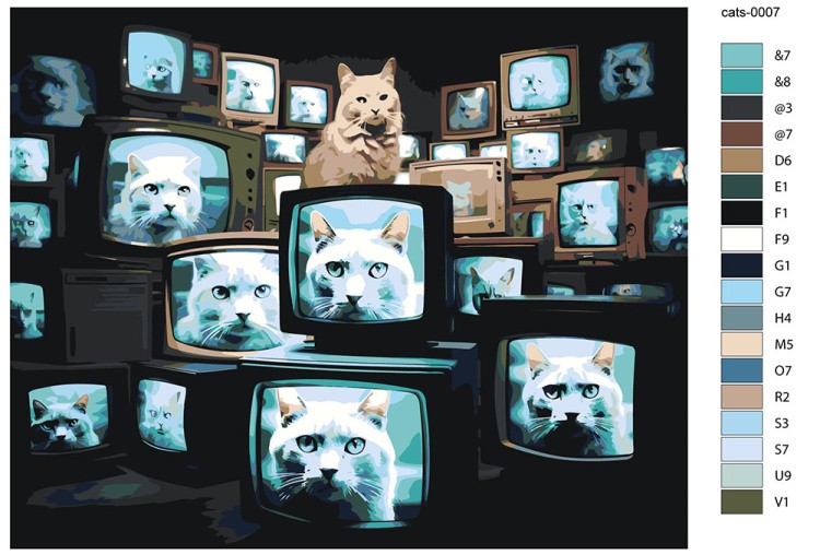 Картина по номерам «Коты на экранах телевизоров» — картинка 2