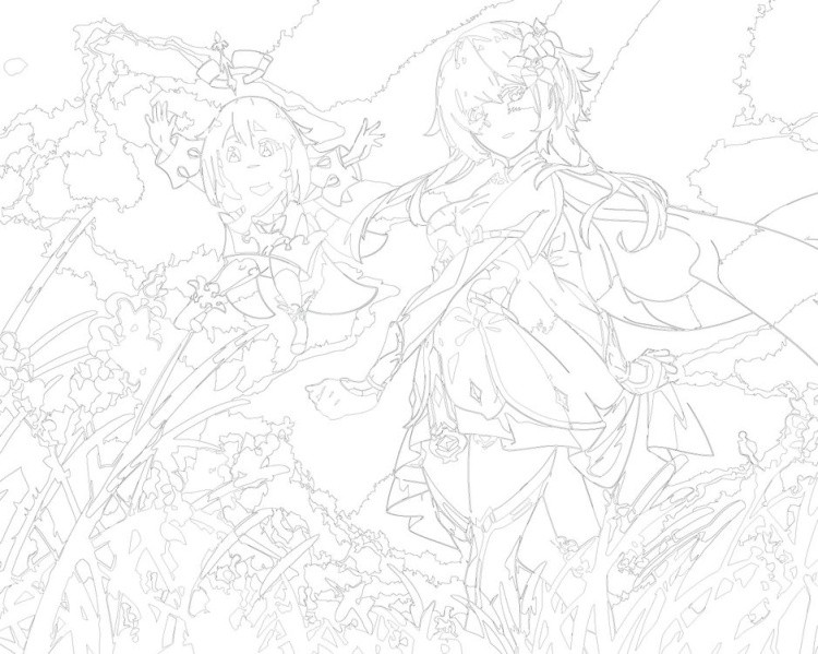 Картина по номерам «Genshin Impact Геншин Импакт: Паймон и Люмин» — картинка 3