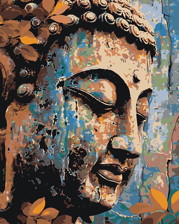 Картина по номерам «Религия буддизм: Будда лицо, статуя»