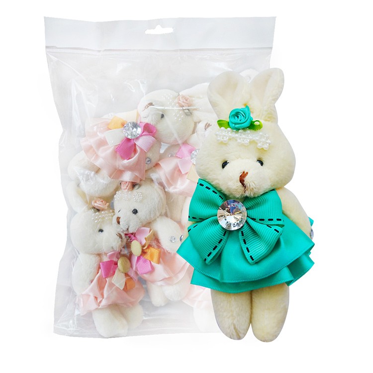 Мягкие игрушки для создания букета «Заяц в бирюзовом» (5 игрушек) — картинка 2