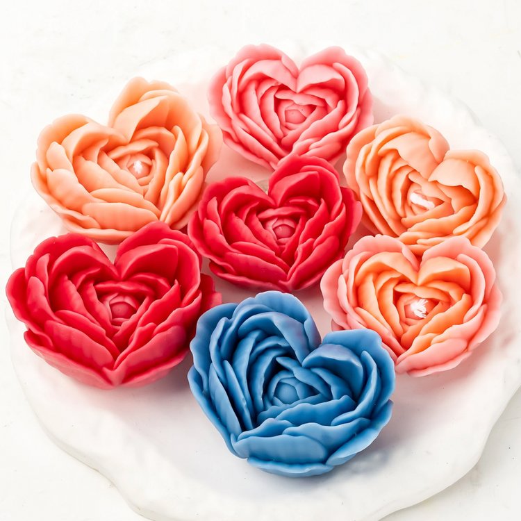 Силиконовый молд - Свеча-сердце роза, 7,5x6см, 1 шт. — картинка 4