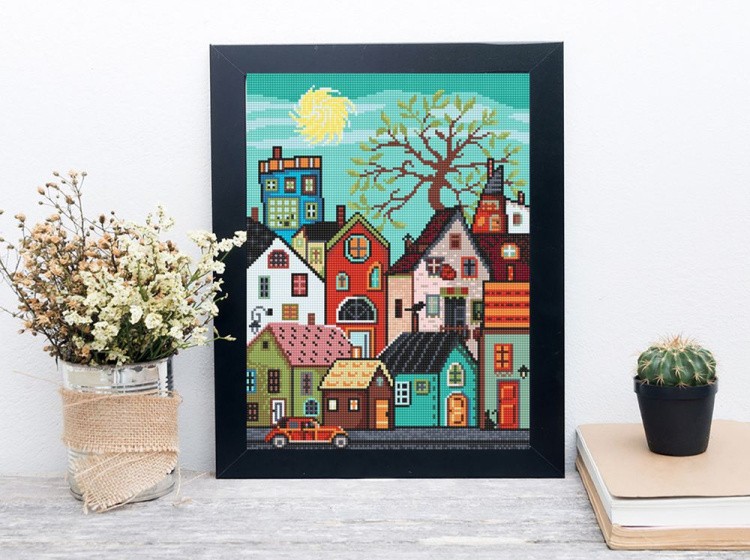 Алмазная вышивка «Яркие домики» — картинка 2