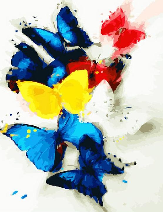 Картина по номерам «Разноцветные бабочки»