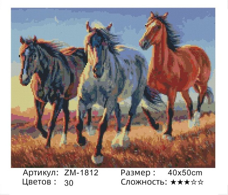 Алмазная вышивка «Бег лошадей» — картинка 2