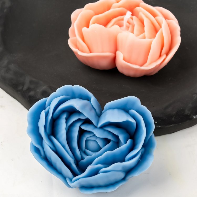 Силиконовый молд - Свеча-сердце роза, 7,5x6см, 1 шт. — картинка 5