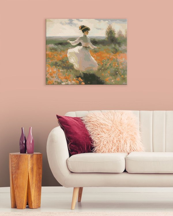 Картина по номерам «Девушка танцует на поле с маками» — картинка 3