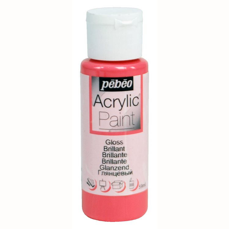 Краска акриловая Pebeo Acrylic Paint декоративная глянцевая (Розовый коралл), 59 мл