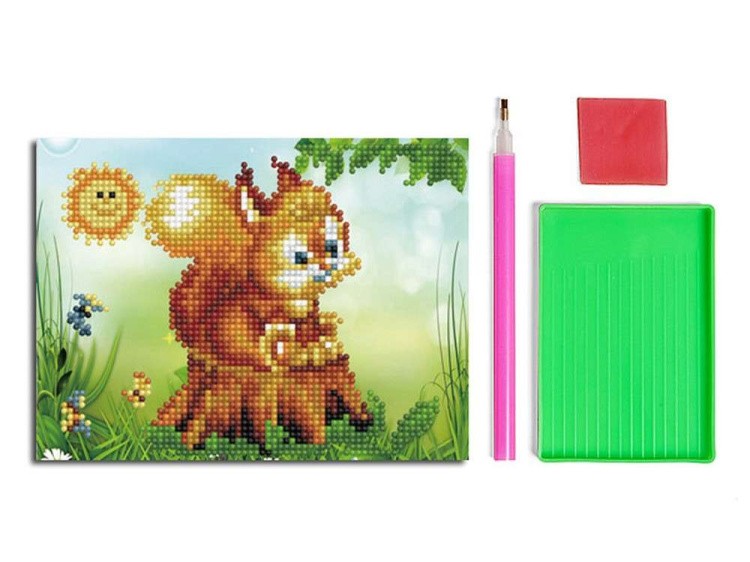 Алмазная вышивка-открытка «Белочка на пеньке» — картинка 2