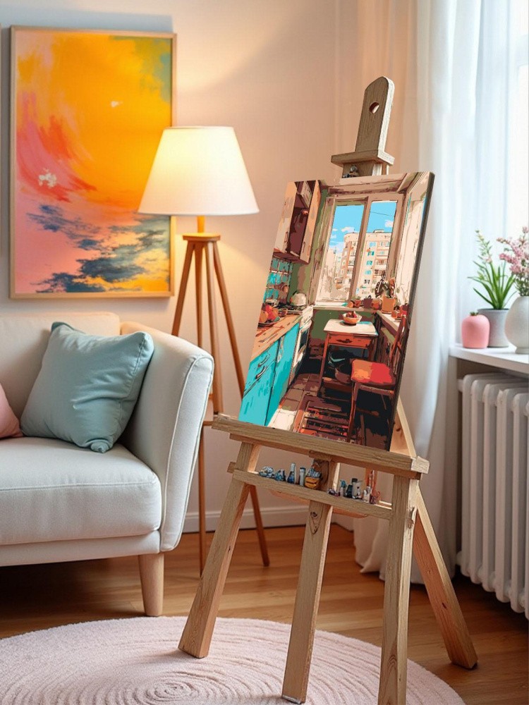 Картина по номерам Дома панельки родные эстетичная кухня — картинка 9