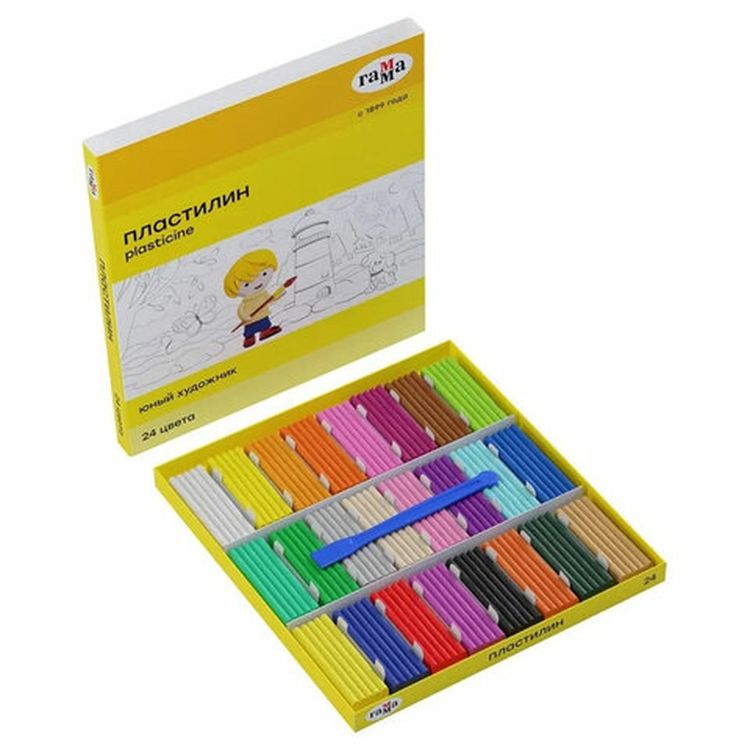 Пластилин Gamma «Юный художник NEW», 24 цвета, 336 г, со стеком — картинка 3