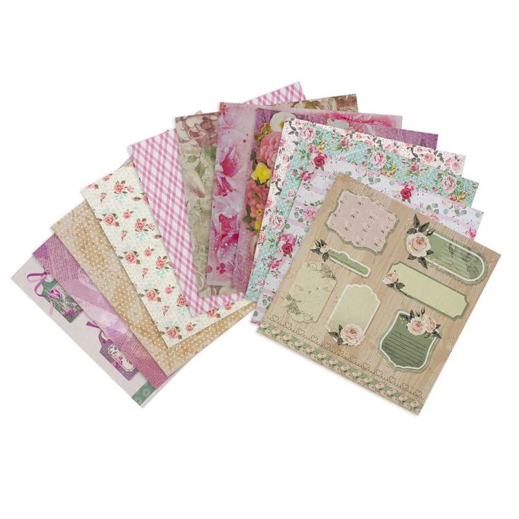 Бумага для скрапбукинга 15х15 см «Шебби-шик», 12 дизайнов — картинка 3
